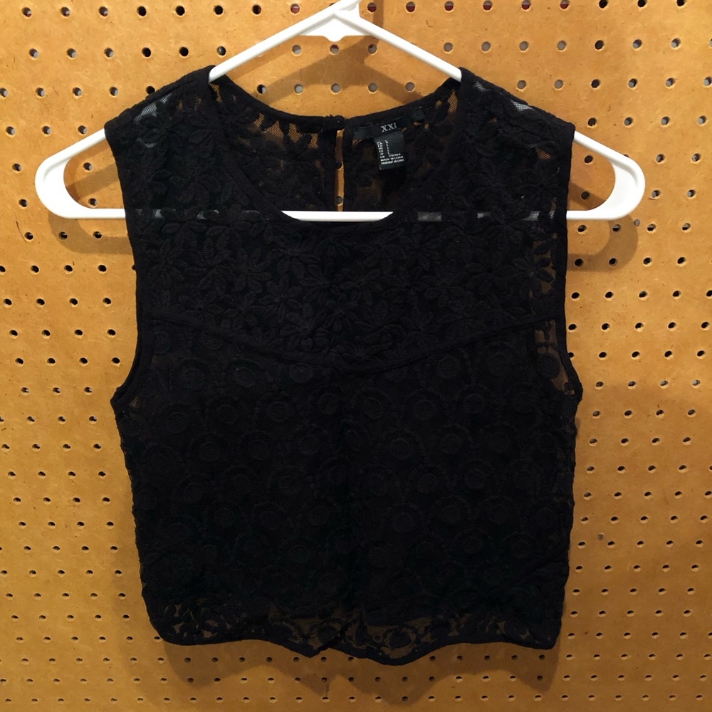Forever 21 Black Lace and Mesh Style Tank Top